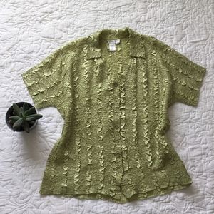 Coldwater Creek Green Crinkle Blouse - XL